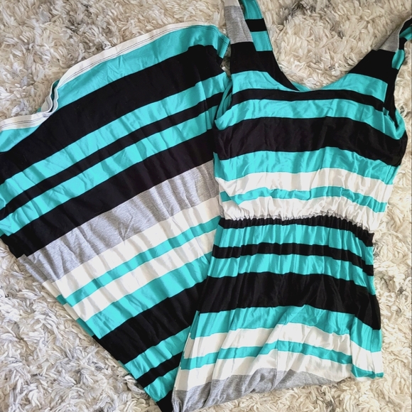 Merona Dresses & Skirts - 👗 Teal, Black and White Maxi Jersey Knit Dress 👗